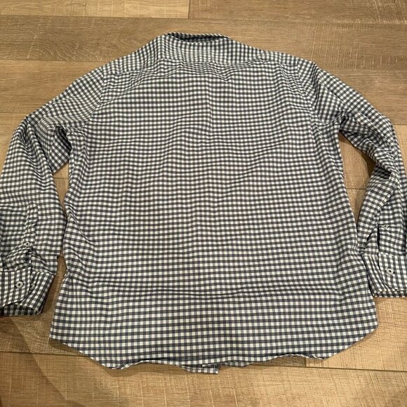 LUCKY BRAND MENS SLIM FIT LARGE 16-16.5 34/35 BLUE PLAID LONG SLEEVE BUTTON SHI - Picture 8 of 8